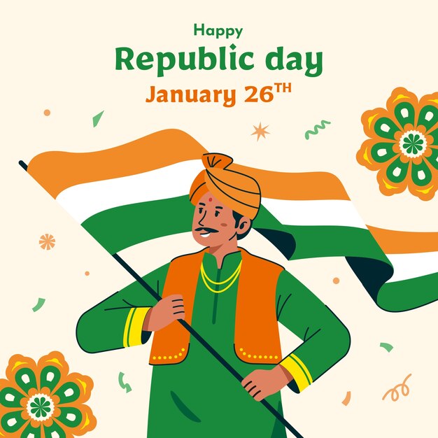 Free vector flat republic day illustration