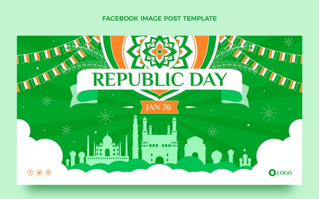 Flat republic day social media post template