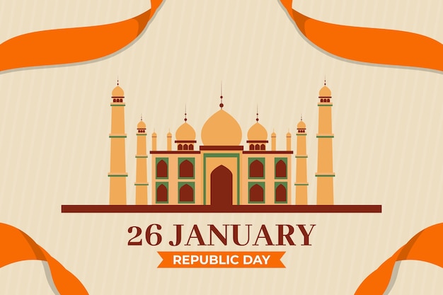 Free vector flat republic day taj mahal illustration