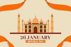 Free vector flat republic day taj mahal illustration