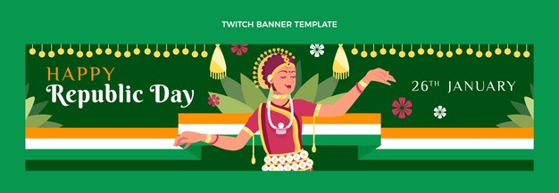 Flat republic day twitch banner