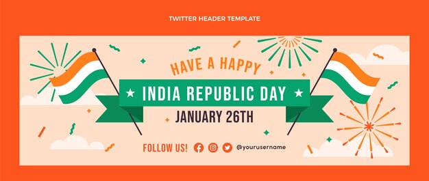 Flat republic day twitter header