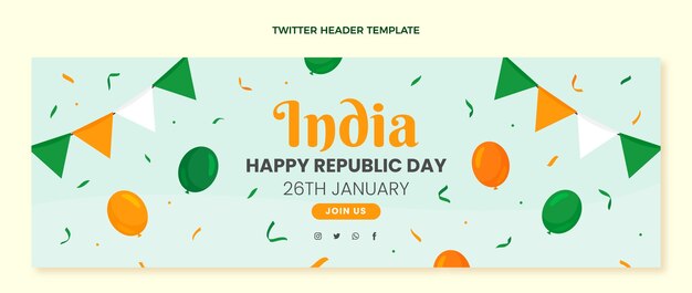 Free vector flat republic day twitter header