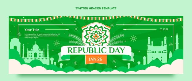 Flat republic day twitter header