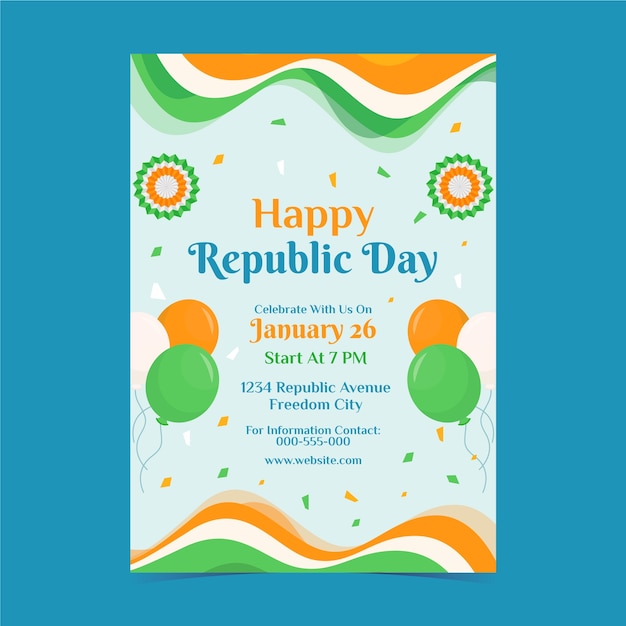 Flat republic day vertical poster template