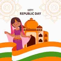 Free vector flat republic day with indian dancer