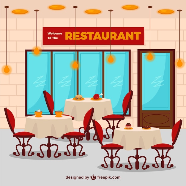 Free vector flat restaurant interior