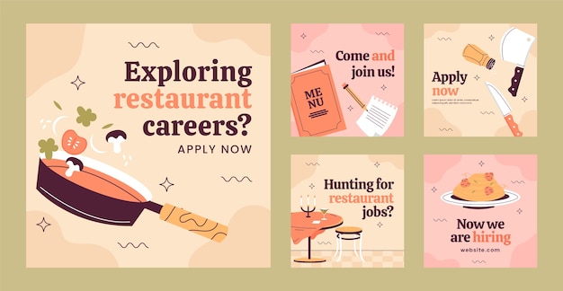 Flat restaurant job hunting instagram posts collection