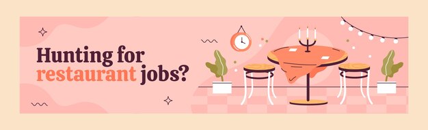 Flat restaurant job hunting linkedin banner template