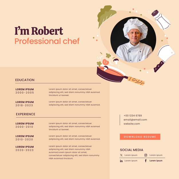 Flat restaurant job hunting online resume template