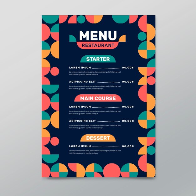 flat restaurant menu template