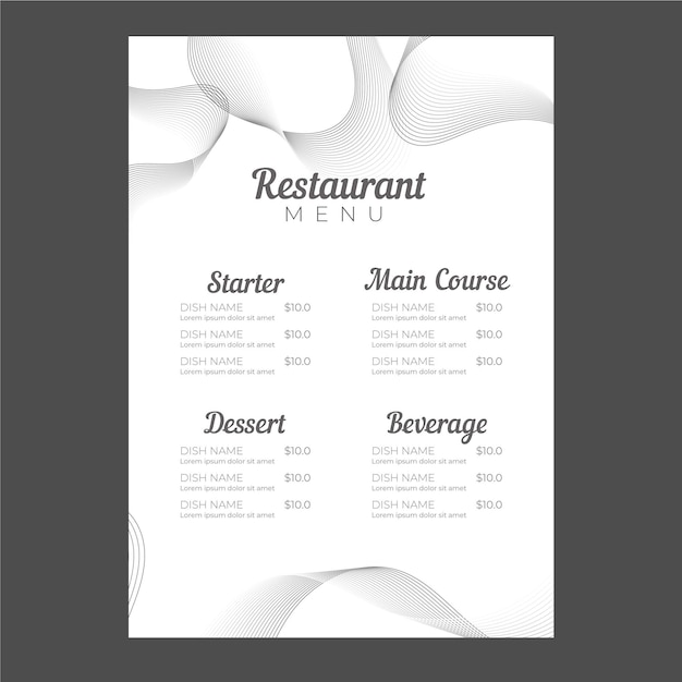 Flat restaurant menu template