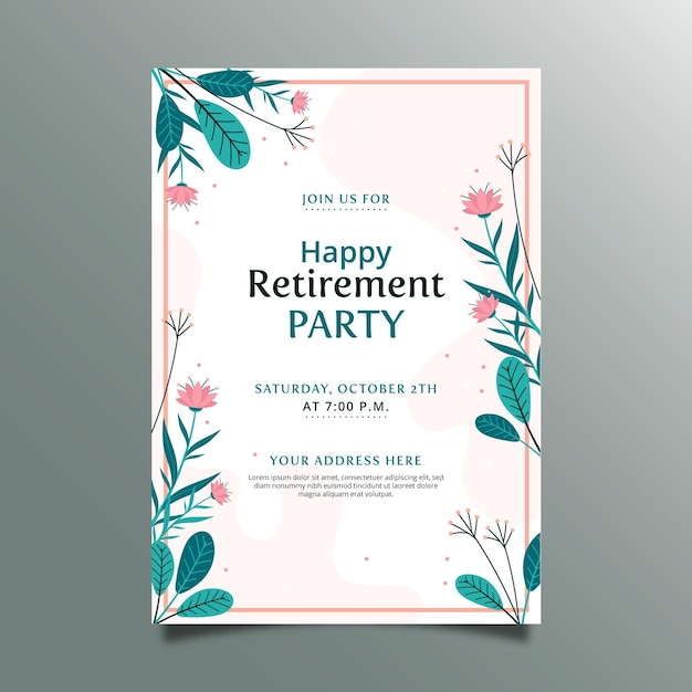 Free vector flat retirement greeting card template