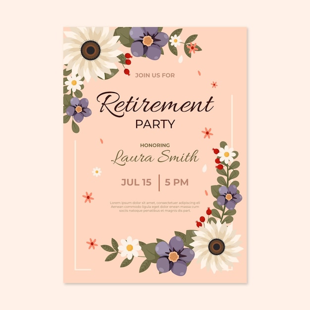 Flat retirement greeting card template