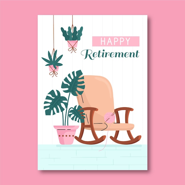 Flat retirement greeting card template