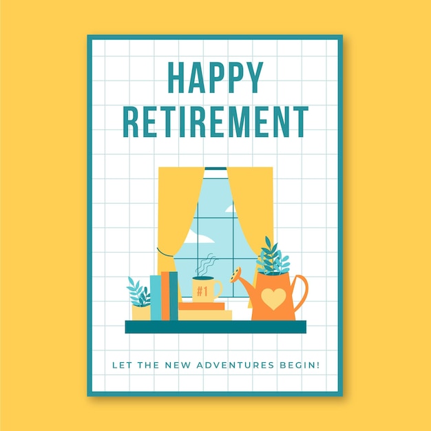 Flat retirement greeting card template