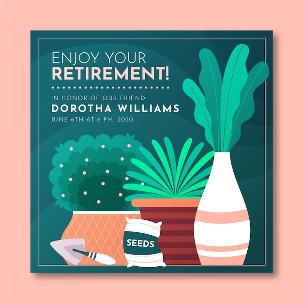 Flat retirement greeting card template