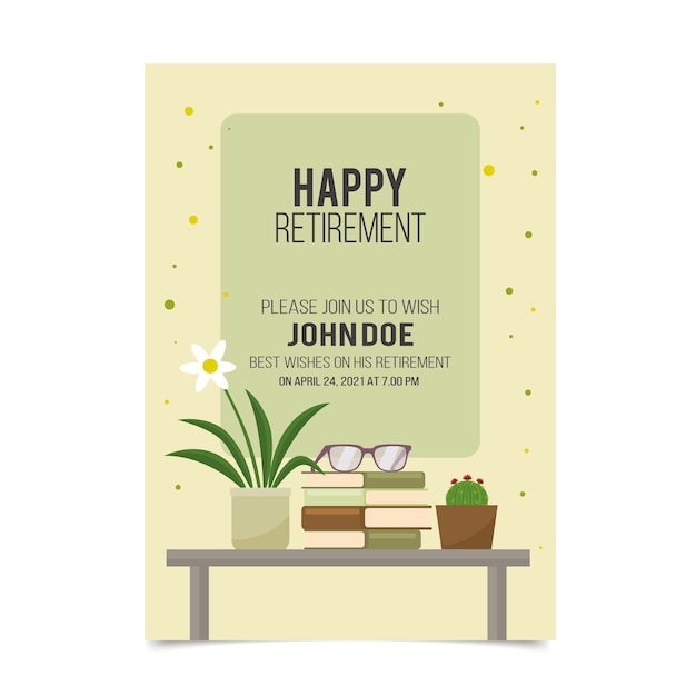 Flat retirement greeting card template