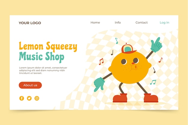 Free vector flat retro branding landing page template