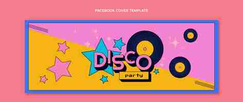 Vettore gratuito modello di copertina per social media festa in discoteca retrò piatta