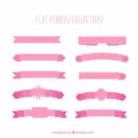 Free vector flat retro ribbons in pink color