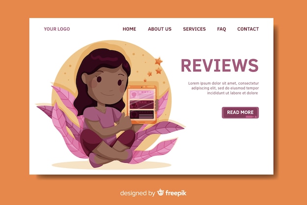 Flat reviews landing page template