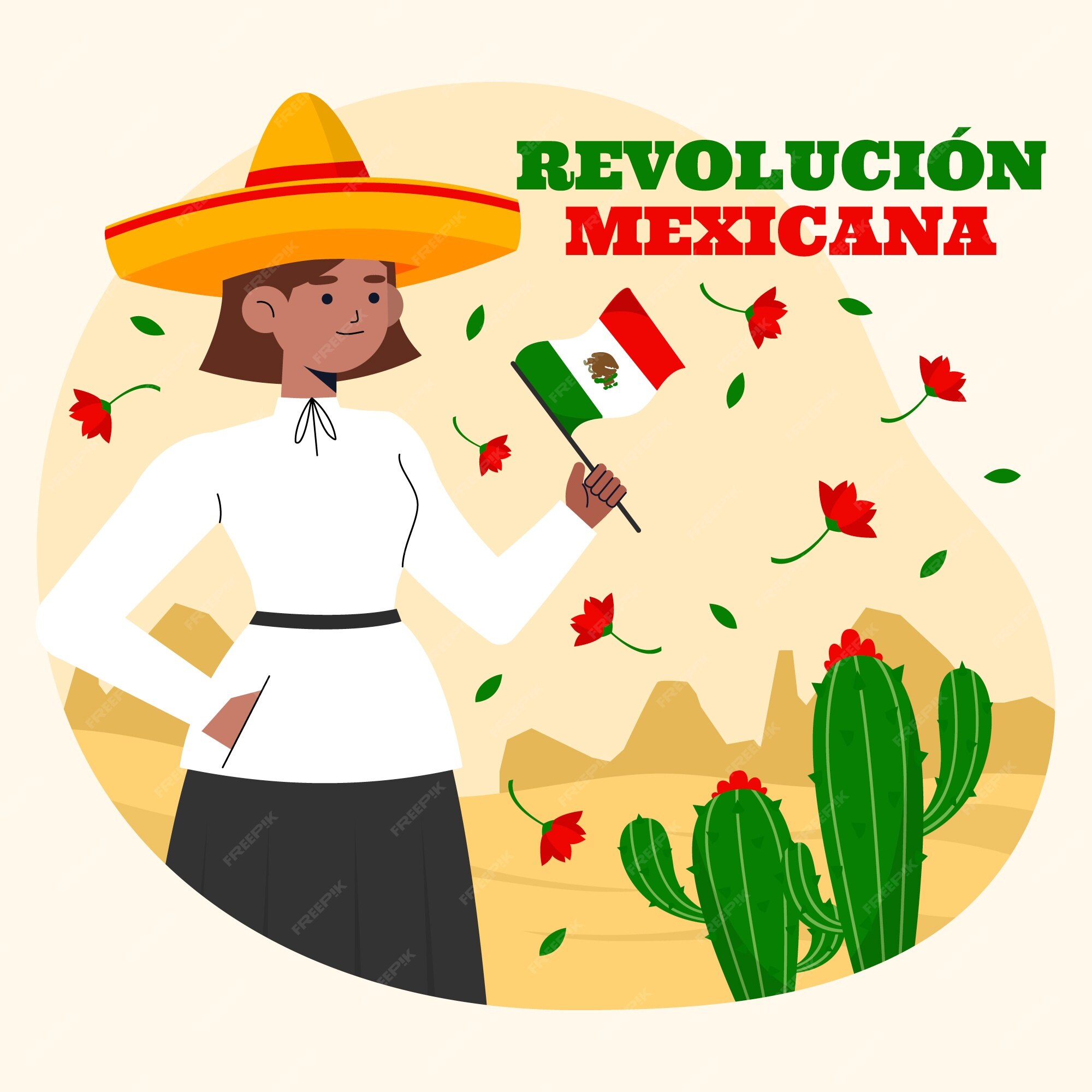 Free Vector | Flat revolucion mexicana illustration