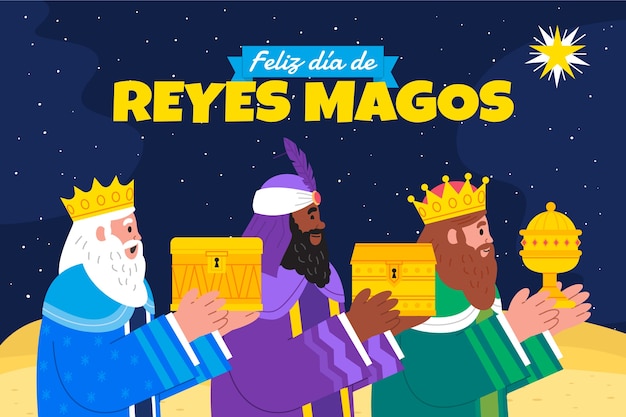 Vettore gratuito sfondo piatto reyes magos