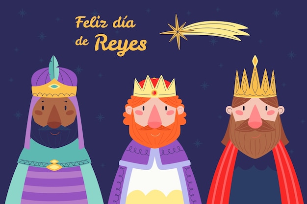 Free vector flat reyes magos background