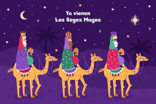 Vettore gratuito sfondo piatto reyes magos