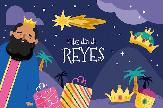 Vettore gratuito sfondo piatto reyes magos