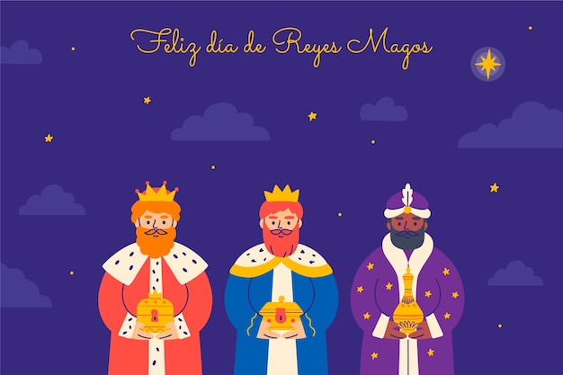 Vettore gratuito sfondo piatto reyes magos