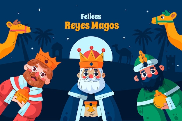 Free vector flat reyes magos background