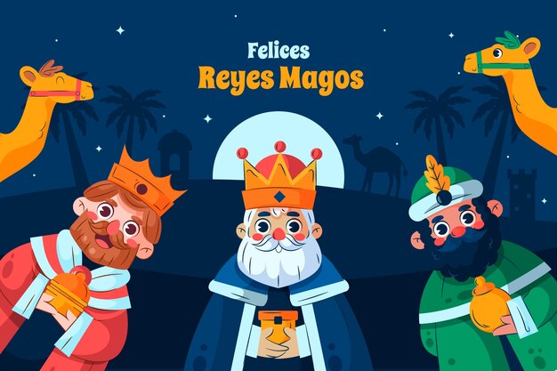 Flat reyes magos background