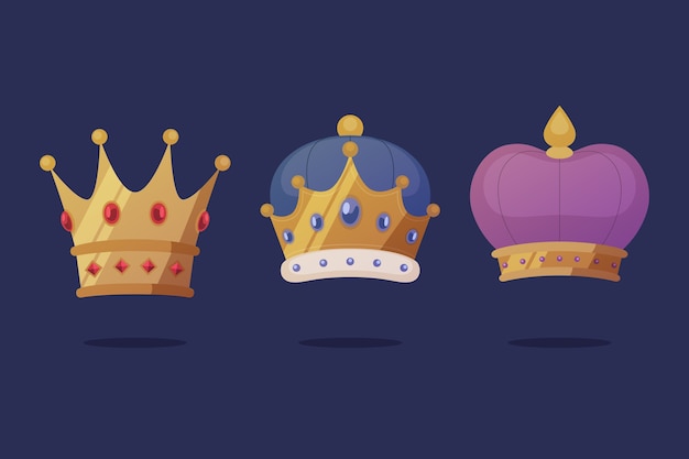 Free vector flat reyes magos crowns collection