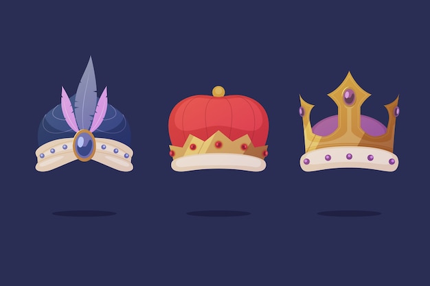 Free vector flat reyes magos crowns collection