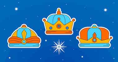 Free vector flat reyes magos crowns collection