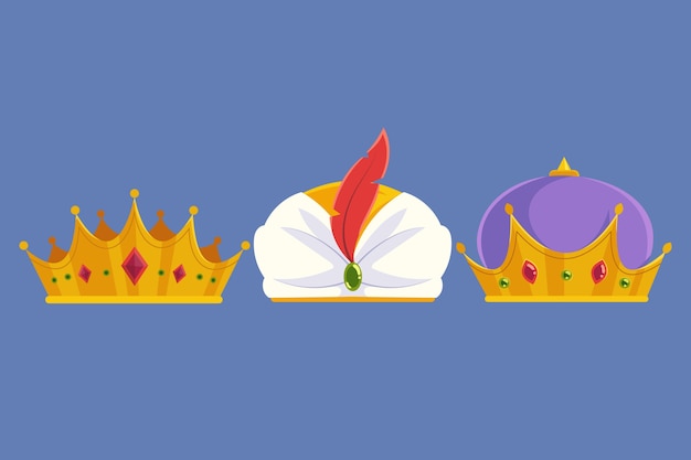 Free vector flat reyes magos crowns collection