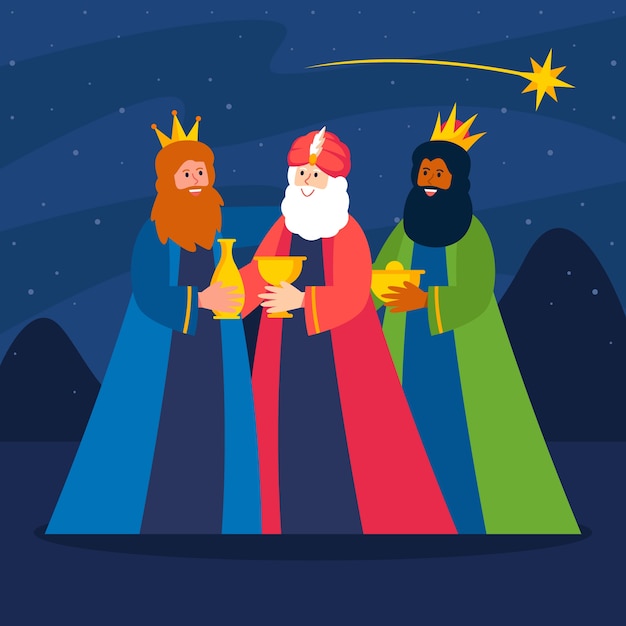 Free vector flat reyes magos crowns illustration