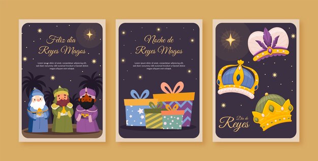 Коллекция поздравительных открыток flat reyes magos