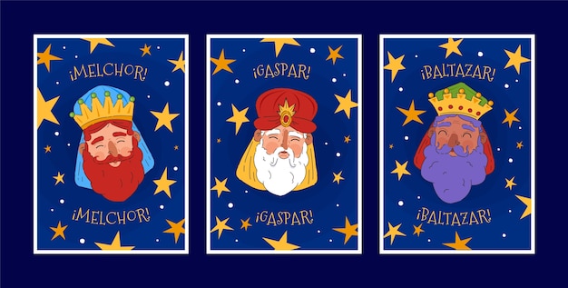 Collezione di biglietti di auguri reyes magos piatti