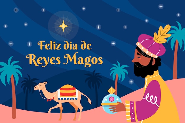 Vettore gratuito illustrazione piatta di reyes magos