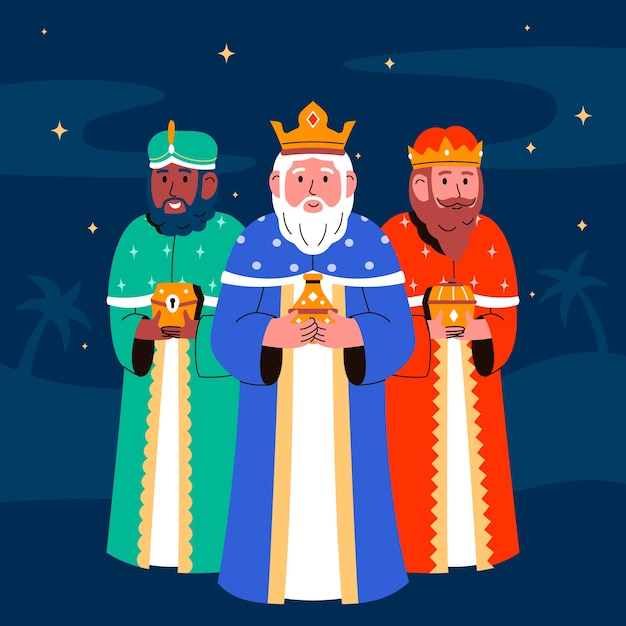 Free vector flat reyes magos illustration