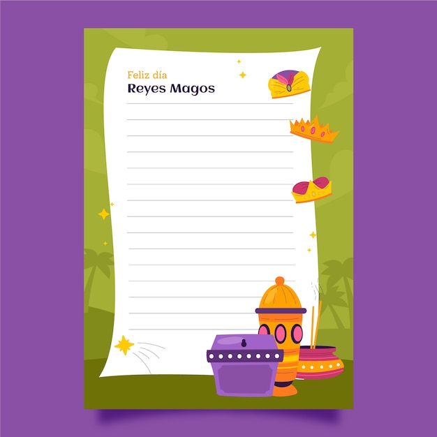 Free vector flat reyes magos letter template