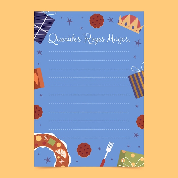 Free vector flat reyes magos letter template