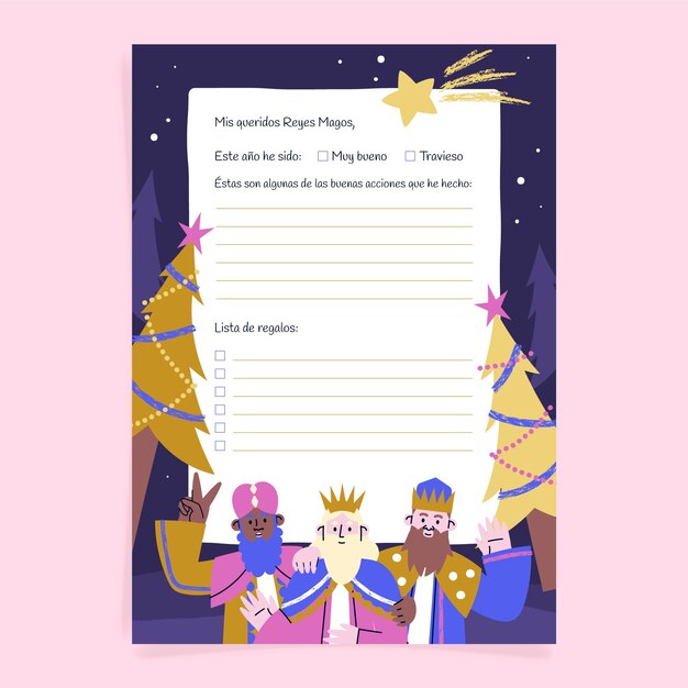 Free vector flat reyes magos letter template