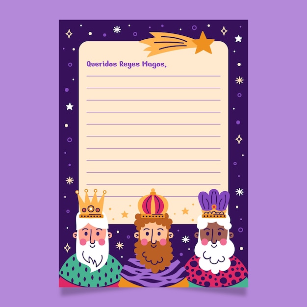 Free vector flat reyes magos letter template