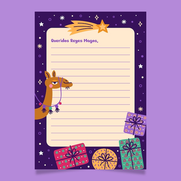 Free vector flat reyes magos letter template