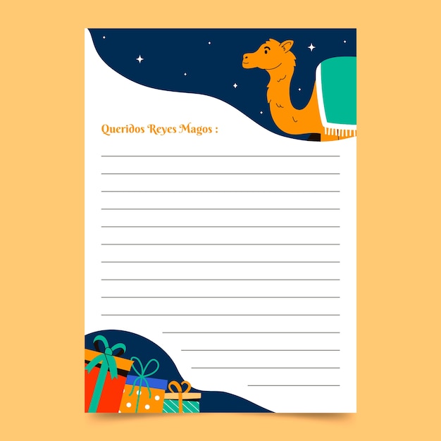 Free vector flat reyes magos letter template