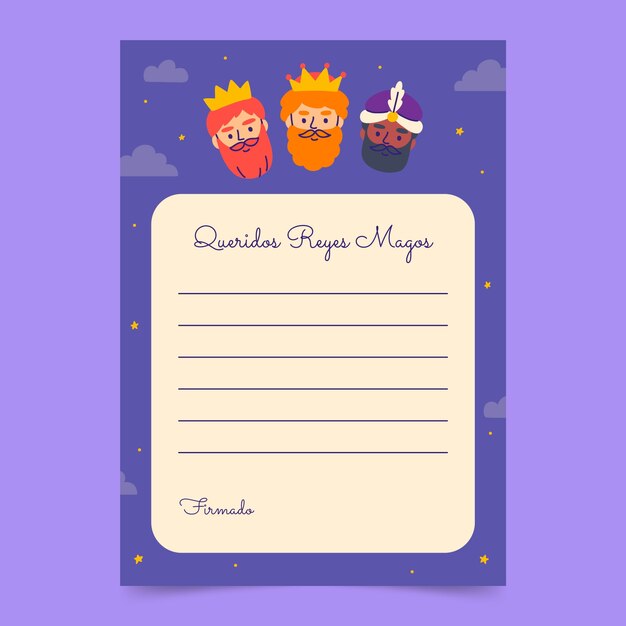 Flat reyes magos letter template